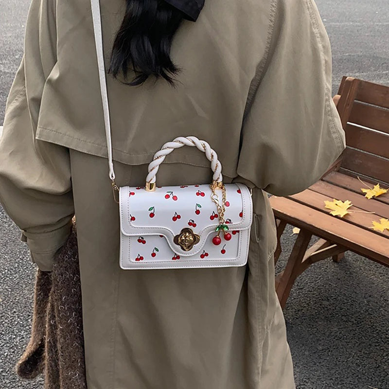 Luxury Cherry Print Crossbody Bag