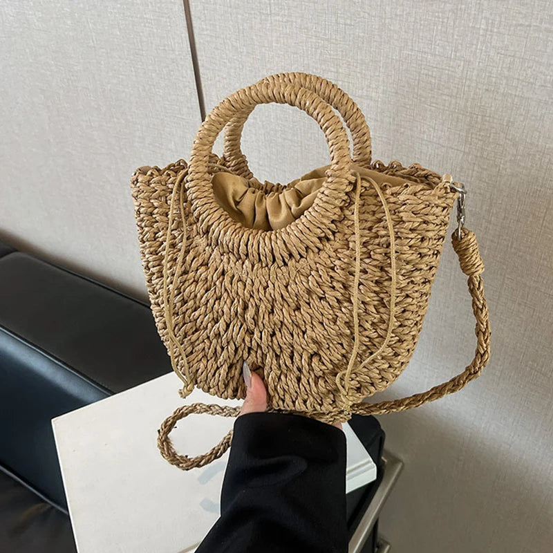 Luxury Orange Straw Handbag