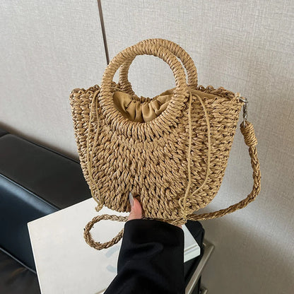 Luxury Orange Straw Handbag