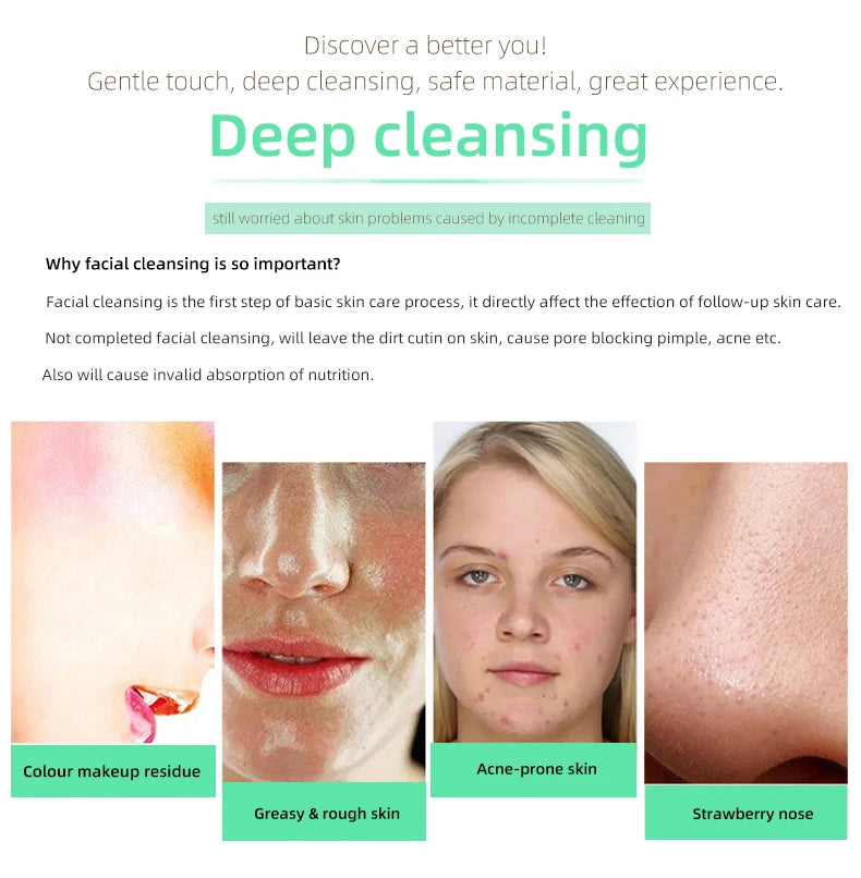 4-in-1 Electric Facial Cleansing Brush - Waterproof Rechargeable Skin Spa Kit
