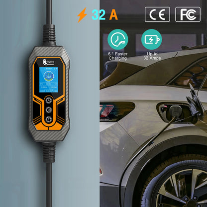 7KW Smart EV Charger with Wi-Fi App Control - Type 2 Portable EVSE Station
