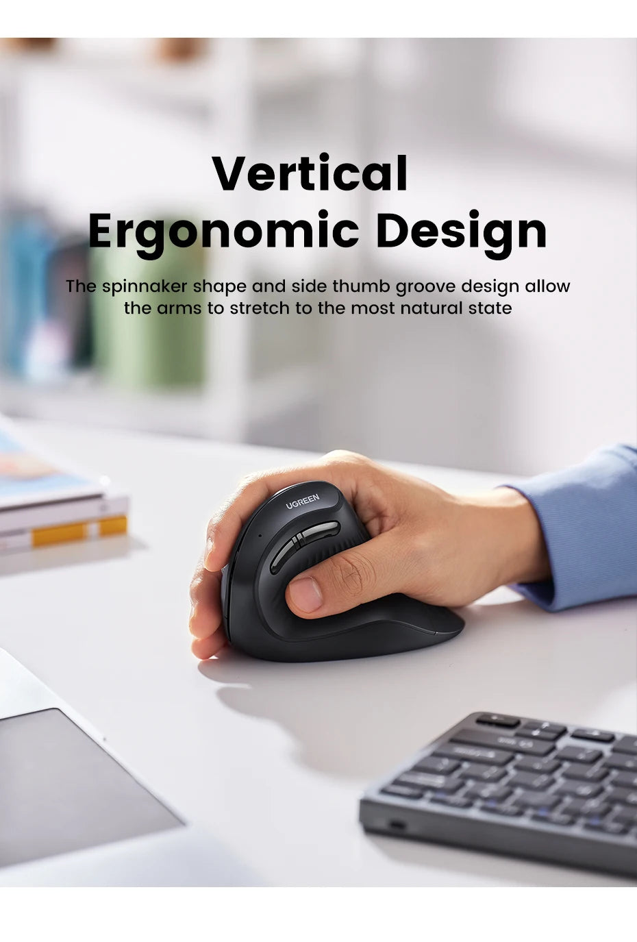 Ergonomic Wireless Vertical Mouse - Silent Bluetooth & 2.4G Optical Mouse