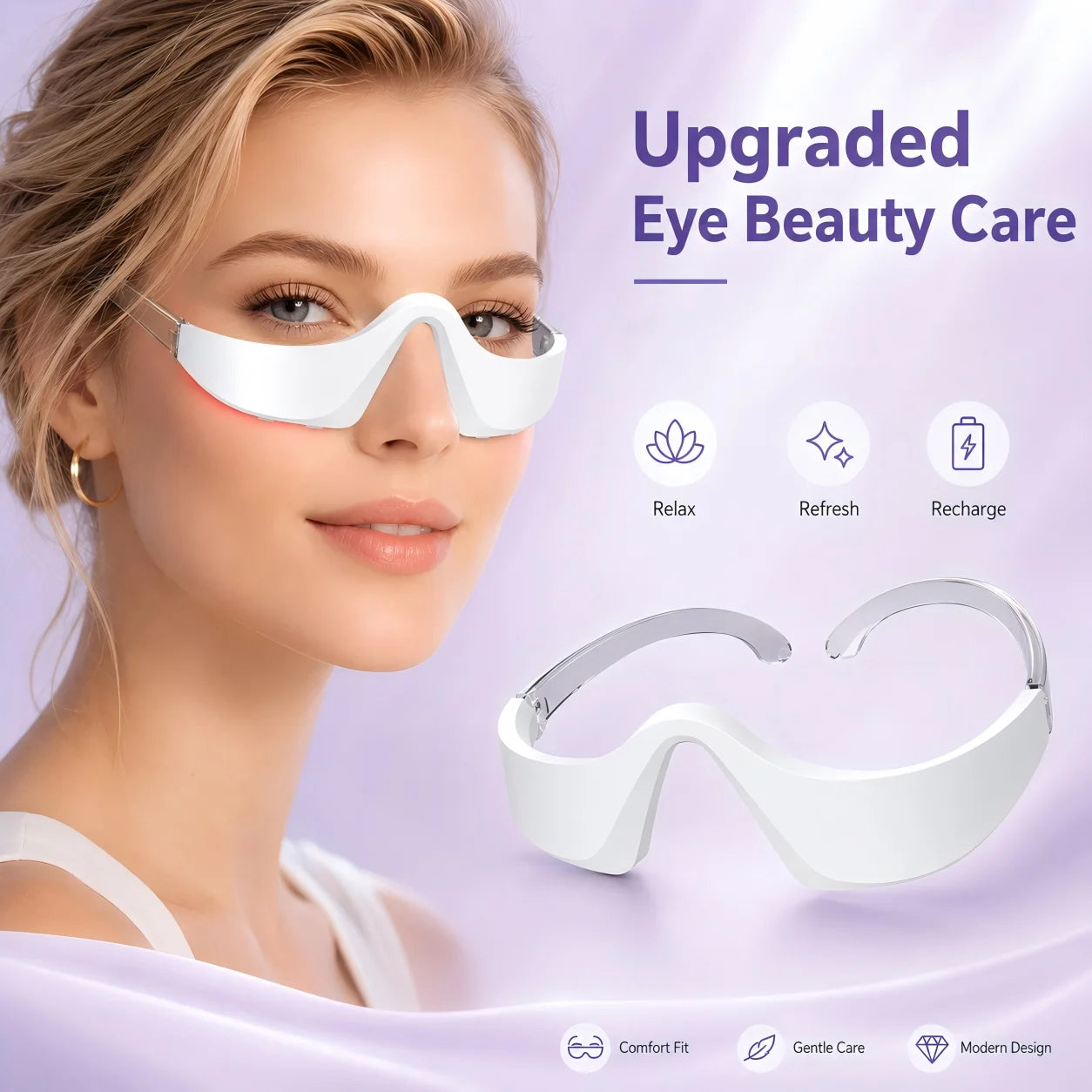 LED Red Light Eye Massager for Puffy Eyes and Dark Circles - Hands-Free Beauty Tool - 8