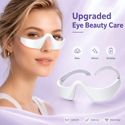 LED Red Light Eye Massager for Puffy Eyes and Dark Circles - Hands-Free Beauty Tool