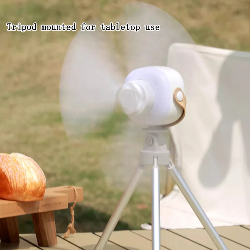 Rechargeable Portable Ceiling Fan & Desktop Tripod Fan with LED Light & Remote - 4