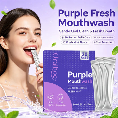 Purple Mint Mouthwash Single-Use Travel Sachets for Fresh Breath & Oral Care