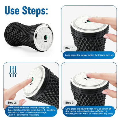 Electric Vibrating Foam Roller for Deep Tissue Muscle Recovery & Pain Relief