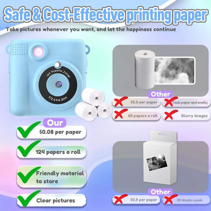 Instant Print Kids Camera with Digital Video Recording & Photo Printing