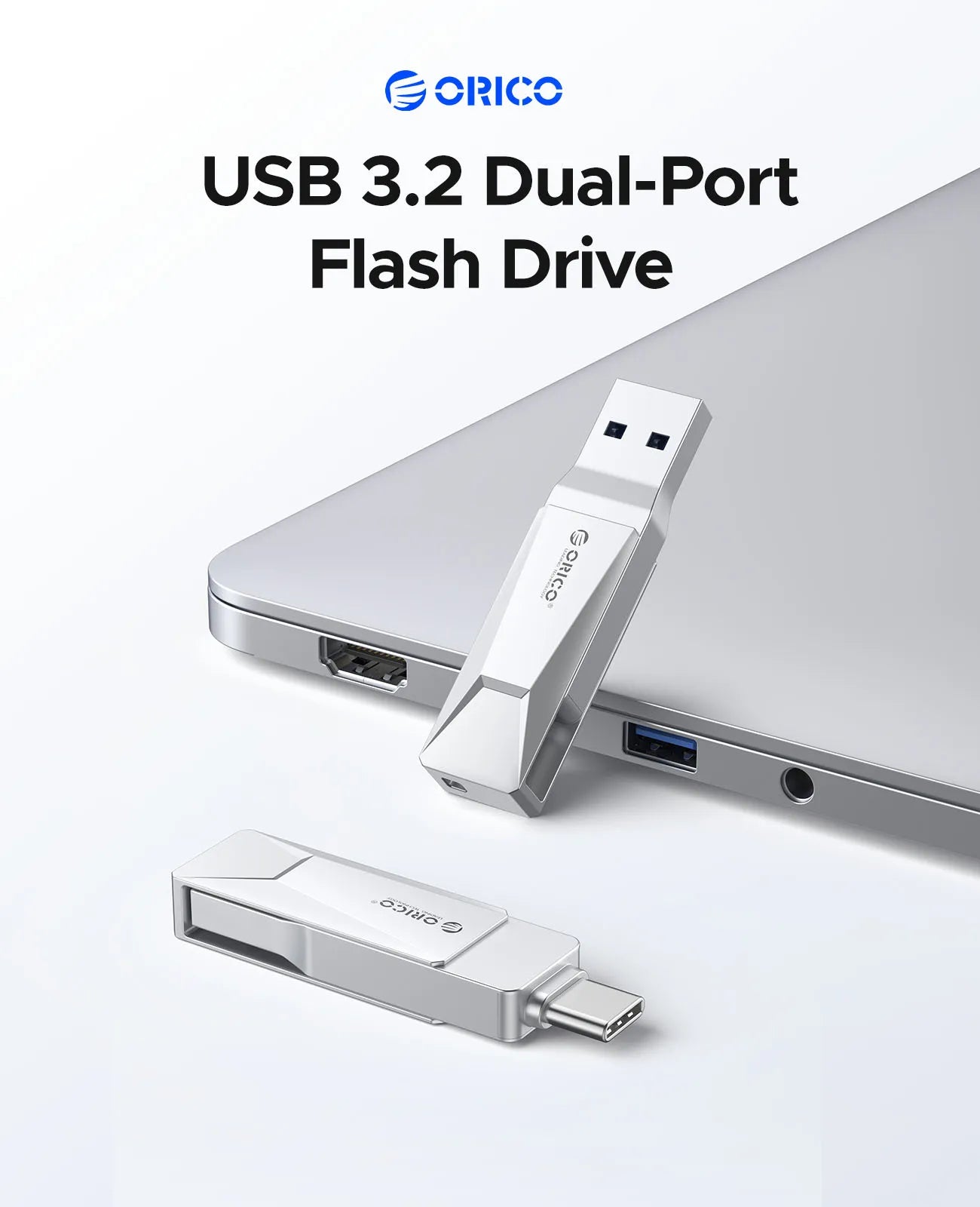 256GB Dual USB-C & USB-A 3.2 Flash Drive - High-Speed Metal Thumb Drive - 7