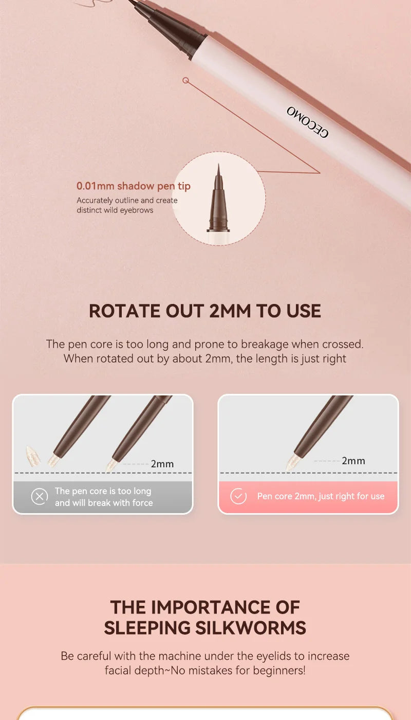 Double-Headed Waterproof Eyeliner & Silkworm Highlighter Pen - 10