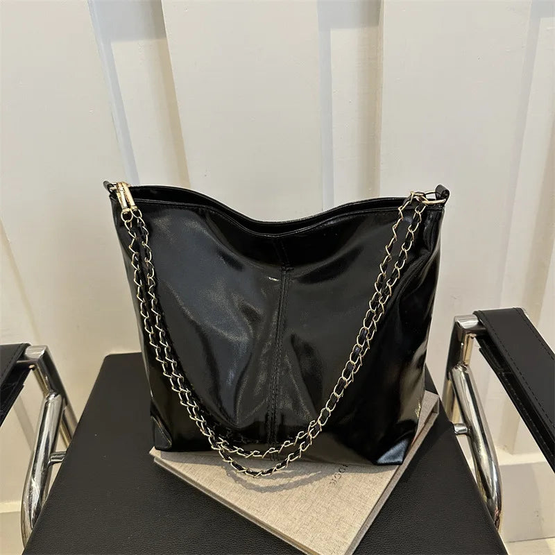 Luxury Glossy Shoulder Tote