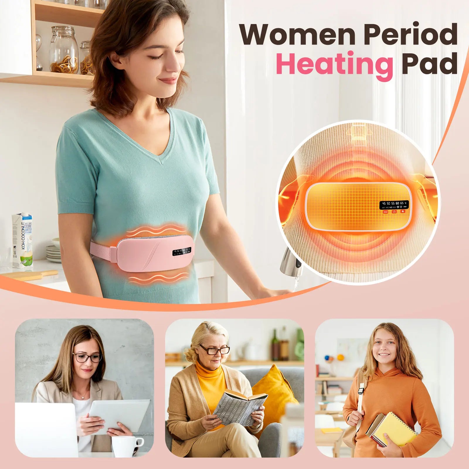 Portable Cordless Electric Heating Pad for Menstrual Cramp & Back Pain Relief - 9