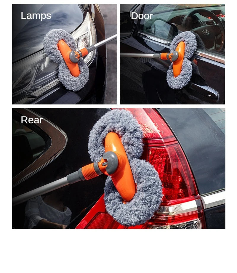 Dual Head Telescopic Car Wash Mop - Microfiber Cleaning Brush