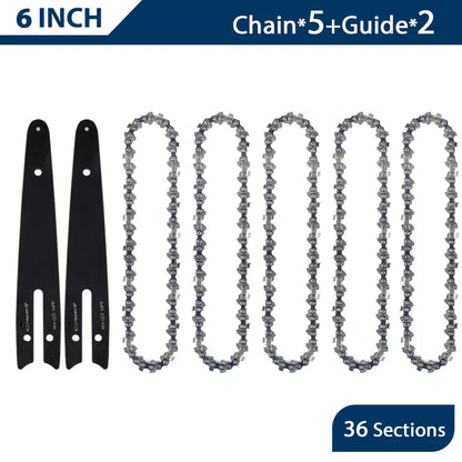 4 & 6 Inch Replacement Chainsaw Chain and Guide Bar for Mini Cordless Pruning Saws
