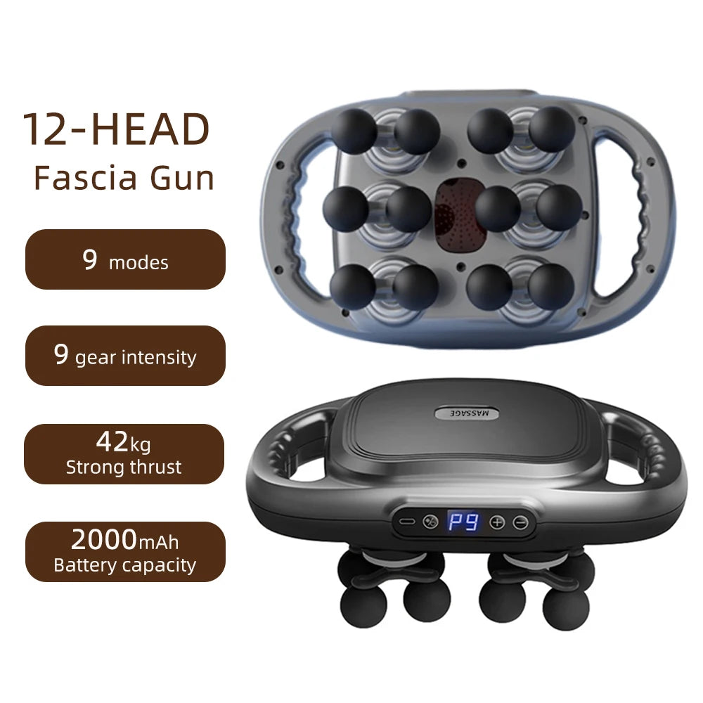 12-Head Deep Tissue Massage Gun for Full Body Relief - 18