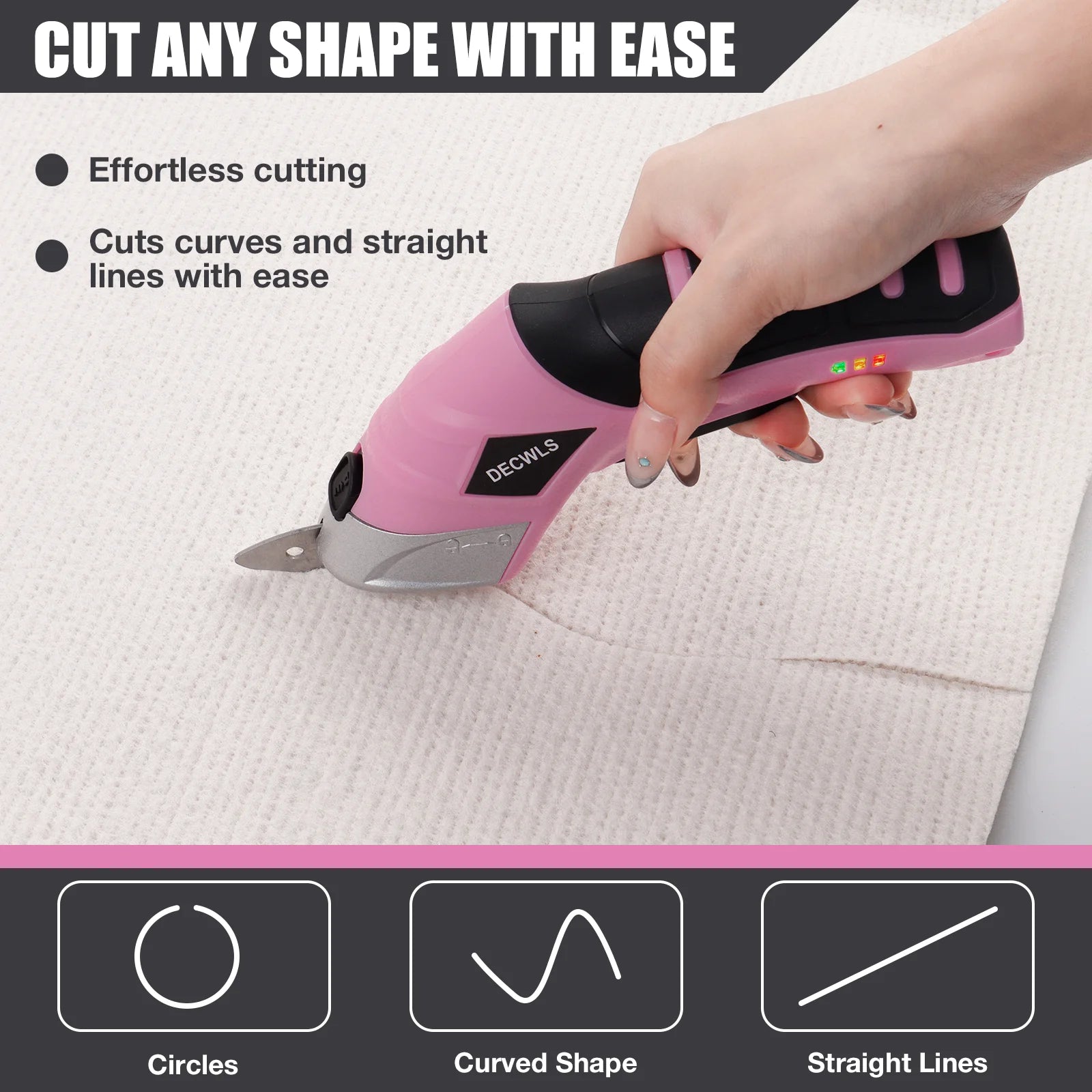 Cordless Electric Scissors for Fabric, Leather & Cardboard - Rechargeable Craft Cutter - 4