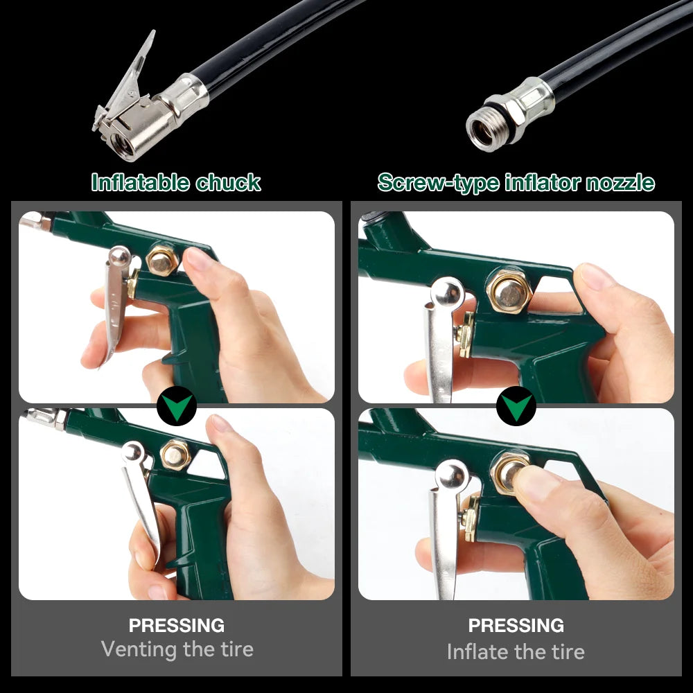 3-in-1 Tire Pressure Gauge Inflator Gun for Air Compressor - 220 PSI - 4