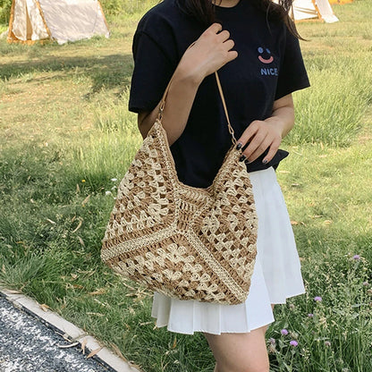 Luxury Woven Straw Beach Bag