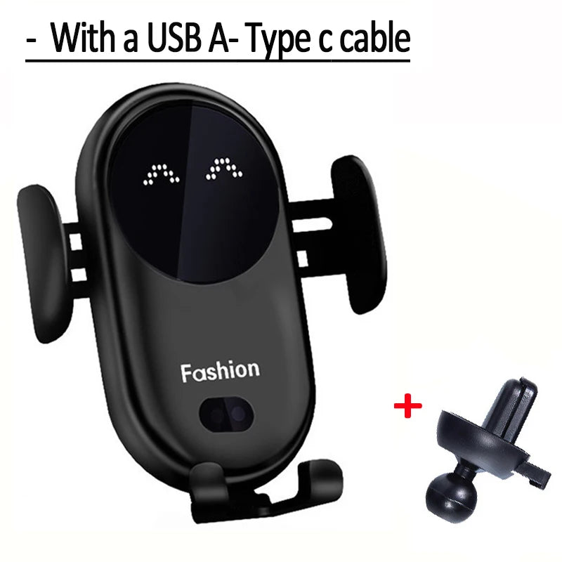 Smart Infrared Auto-Clamping 30W Fast Wireless Car Charger Mount - 25