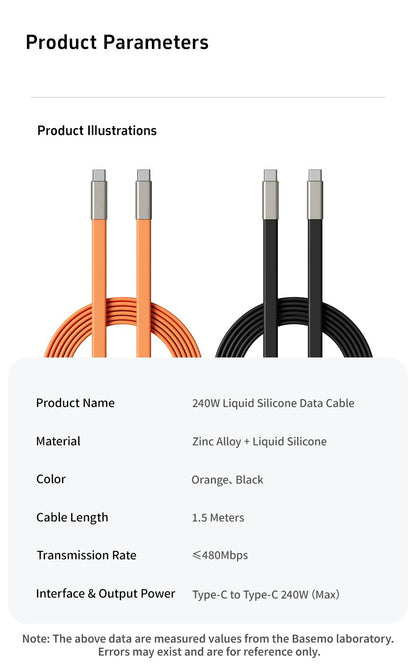 240W 2-in-1 USB-C Fast Charging Cable with Built-in Phone Stand