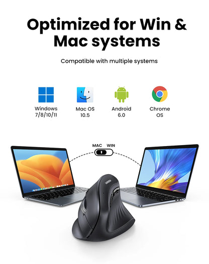 Ergonomic Wireless Vertical Mouse - Silent Bluetooth & 2.4G Optical Mouse