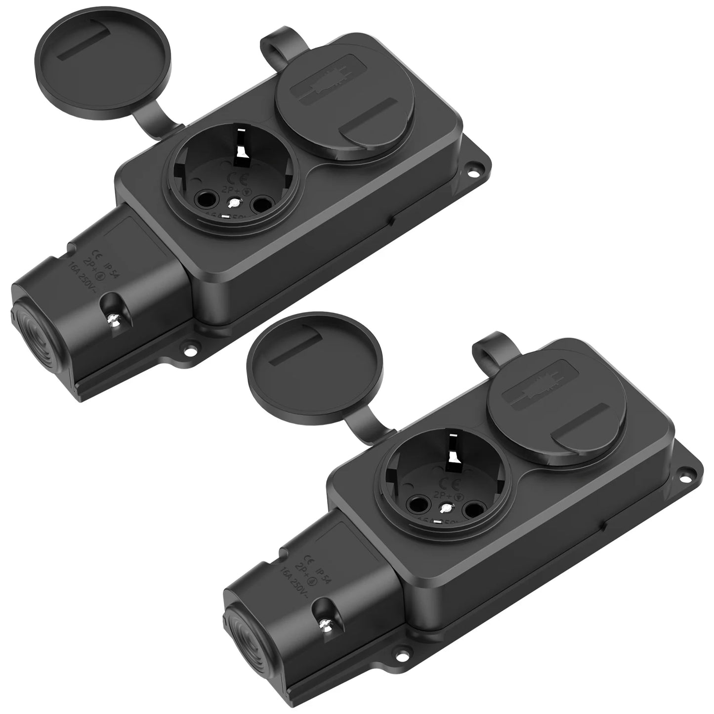 IP54 Waterproof German Standard Outdoor Power Socket - 16A 3500W Extension