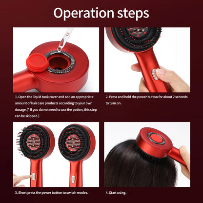 Electric Scalp Massage Comb with Infrared Light & Hair Oil Applicator