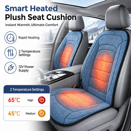Heated Car Seat Cover - Universal Plush Cushion with Rapid Heating for Winter