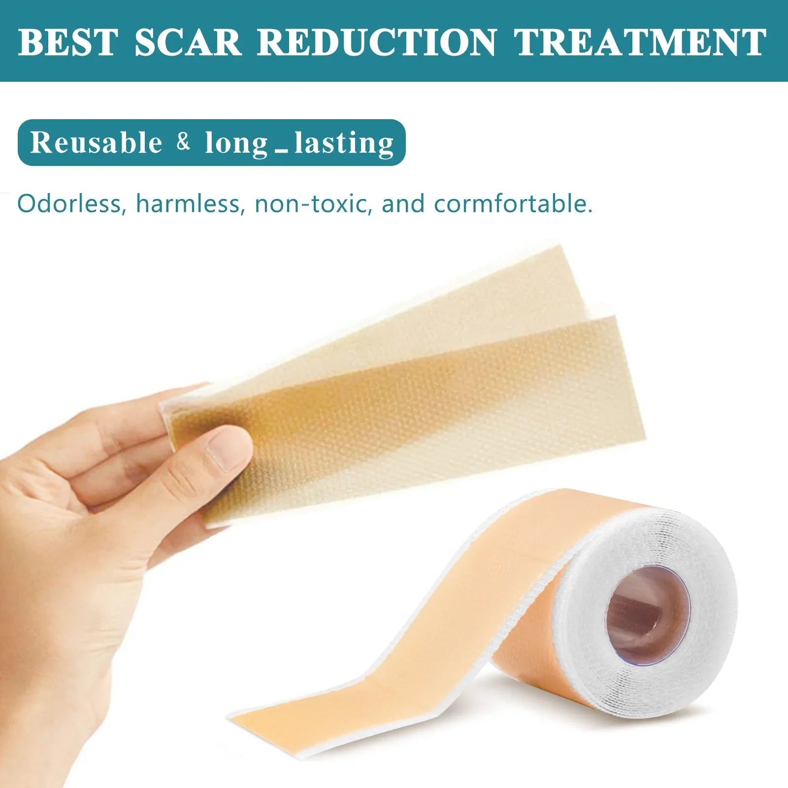 Silicone Scar Removal Tape - Waterproof, Reusable Adhesive Gel Sheet for Scar Repair - 8