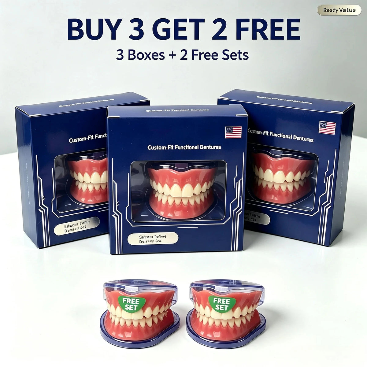 Custom-Fit Silicone Denture Set for Natural Smile & Comfortable Daily Use