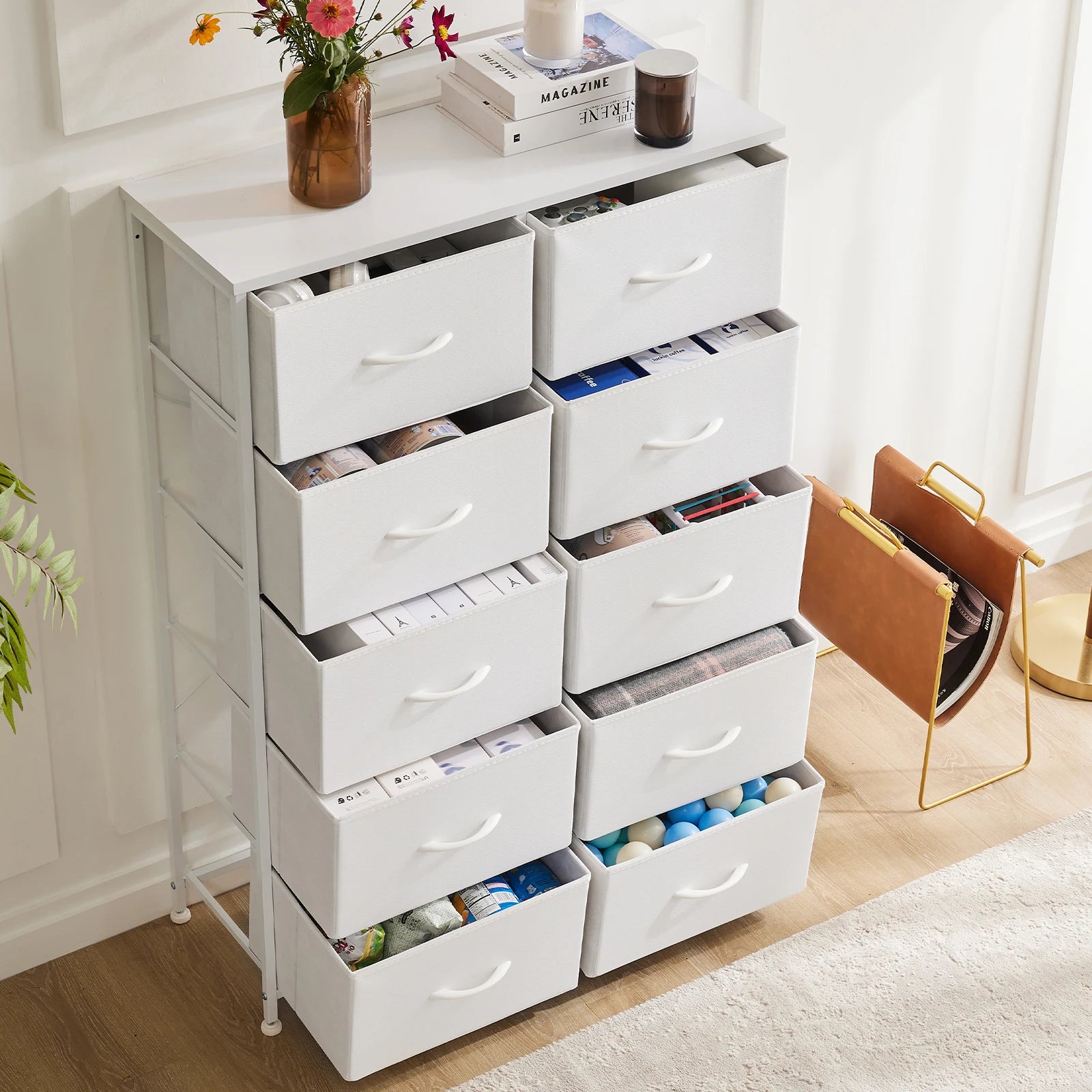 Modern Fabric Storage Dresser - 5, 7, or 10 Drawer Bedroom Closet Organizer - 12