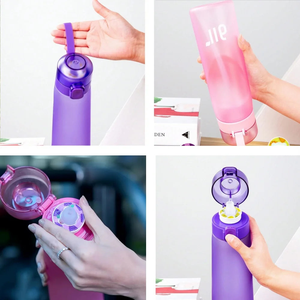 800ml Fruit Scented Water Bottle with Flavor Pod & Straw - Leak Proof - 6