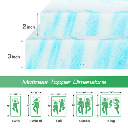 2-Inch Gel Memory Foam Mattress Topper - Cooling & Pressure Relieving