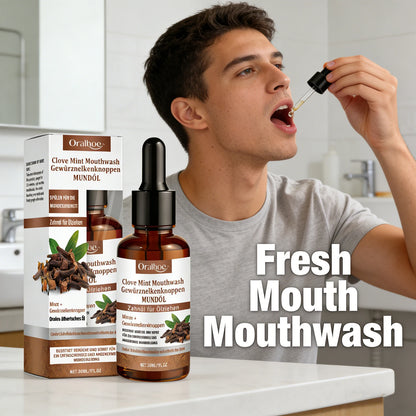 Clove Mint Oral Rinse & Teeth Whitening Oil - Natural Plaque & Bad Breath Remover