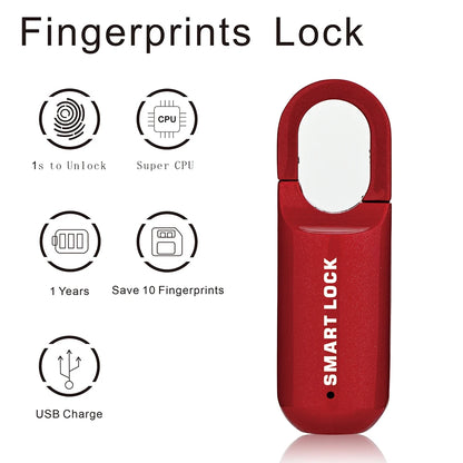 Smart Biometric Fingerprint Padlock Keyless USB Rechargeable Luggage Lock