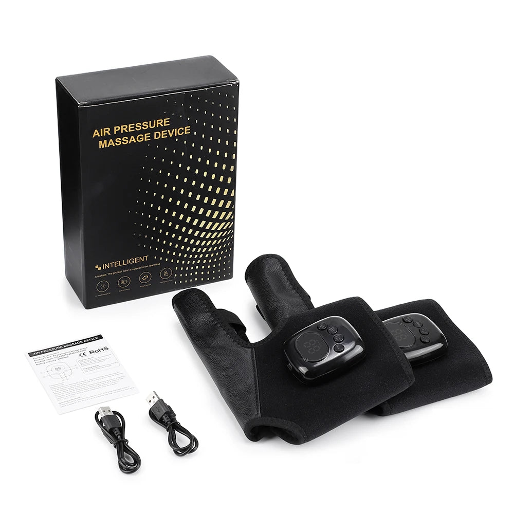 Cordless Air Compression Wrist Massager with Heat Therapy for Pain Relief - 32