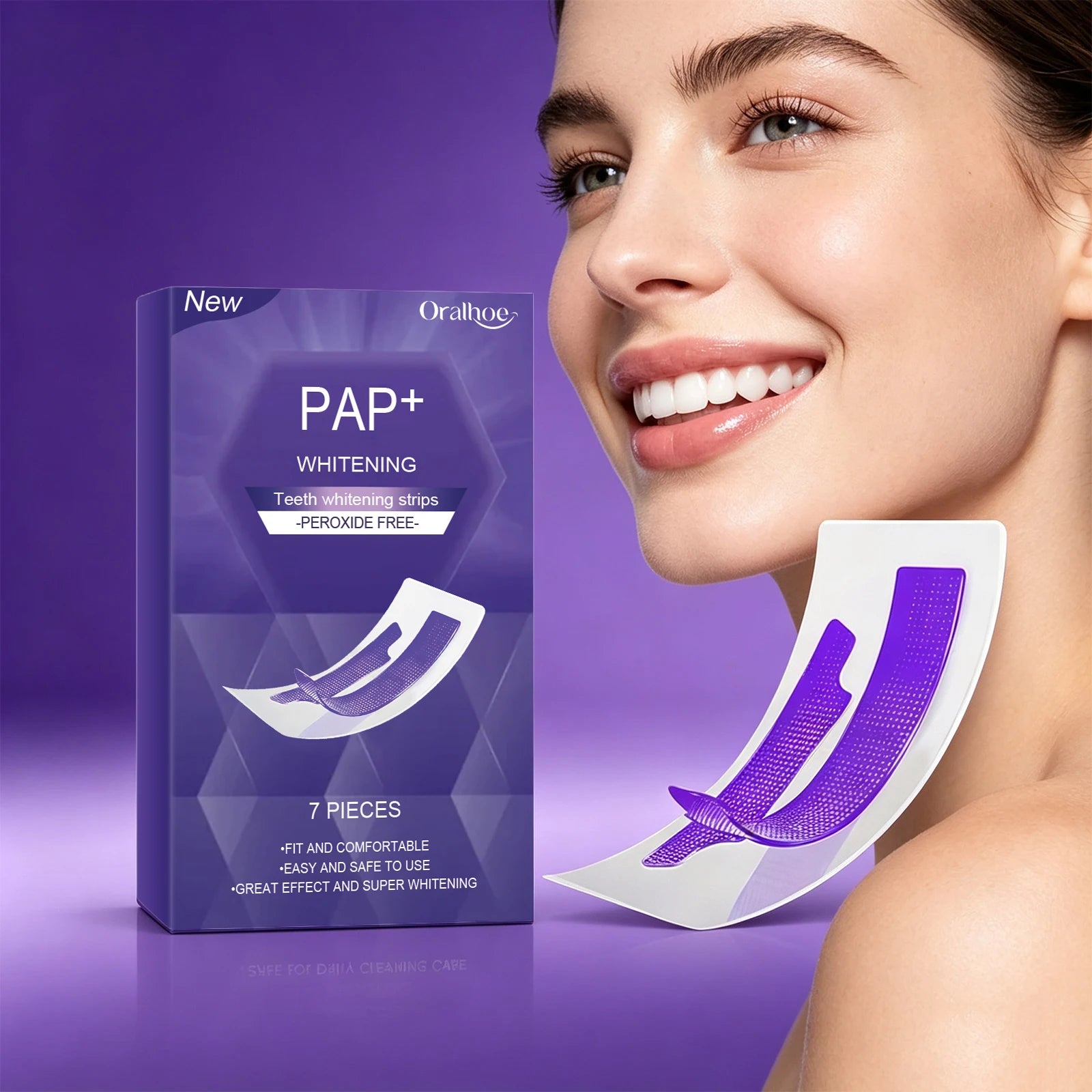 Professional Teeth Whitening Strips - Peroxide-Free Gentle Stain Removal - 3