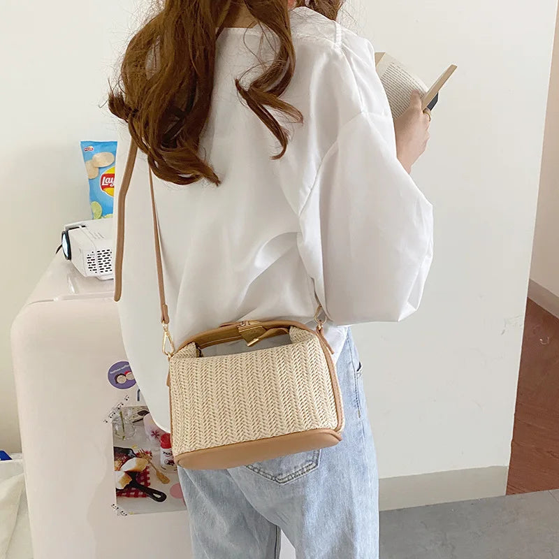 Luxury Woven Straw Bucket Bag