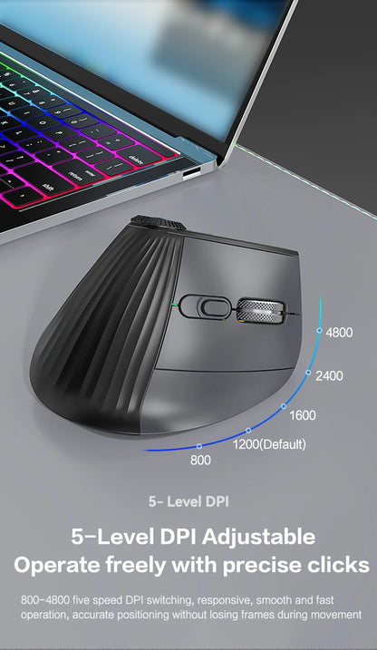 Ergonomic Wireless Vertical Mouse with RGB Backlight & Precision Knob