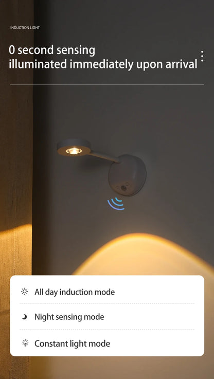 Wireless Motion Sensor LED Wall Light - Rechargeable Type-C Dimmable Indoor Lamp