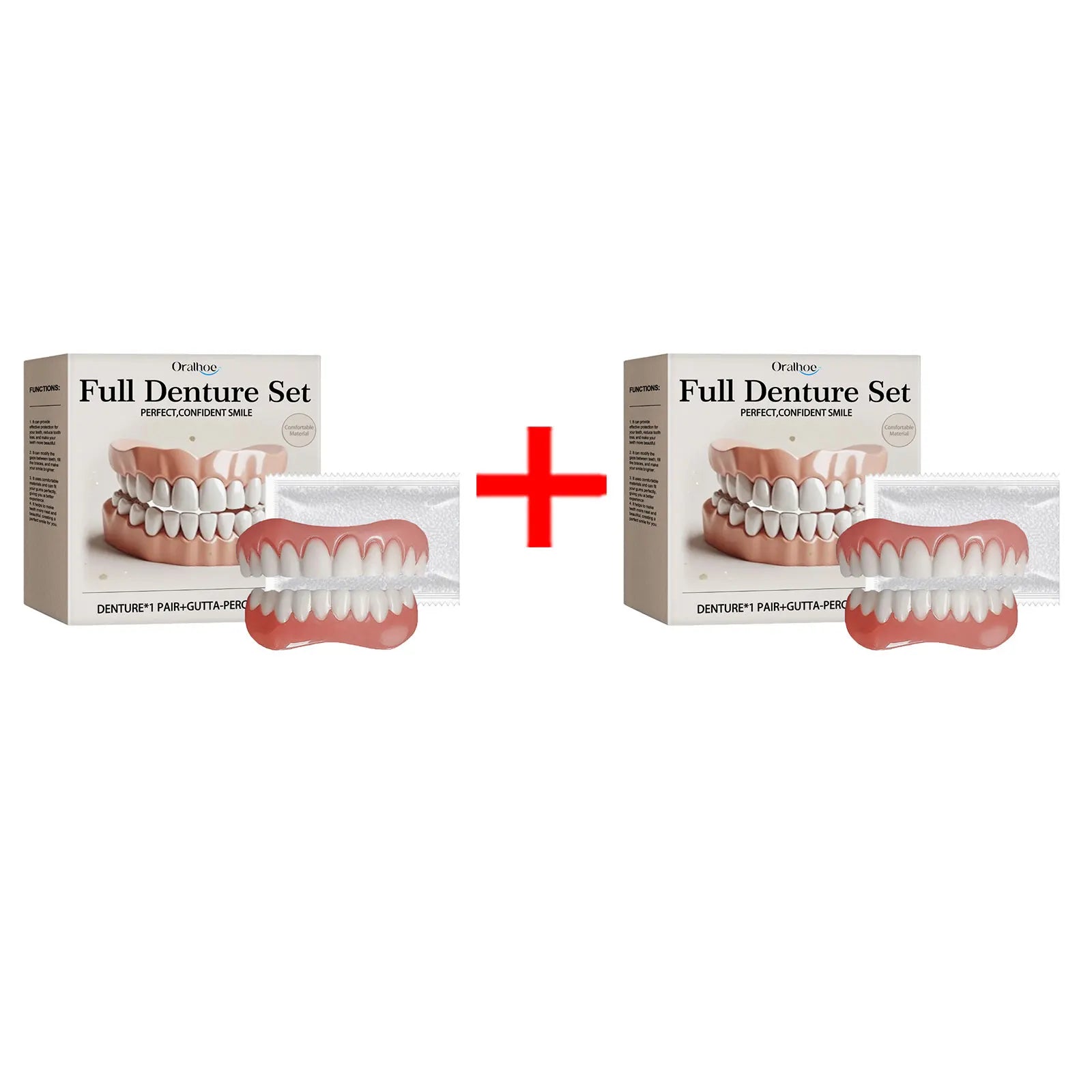Comfort Fit Temporary Denture Set - Realistic Smile Repair Kit for Upper & Lower Teeth - 7