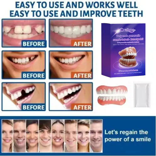 Flexible Silicone Denture Set – Natural Looking Smile Veneer for Upper and Lower Teeth