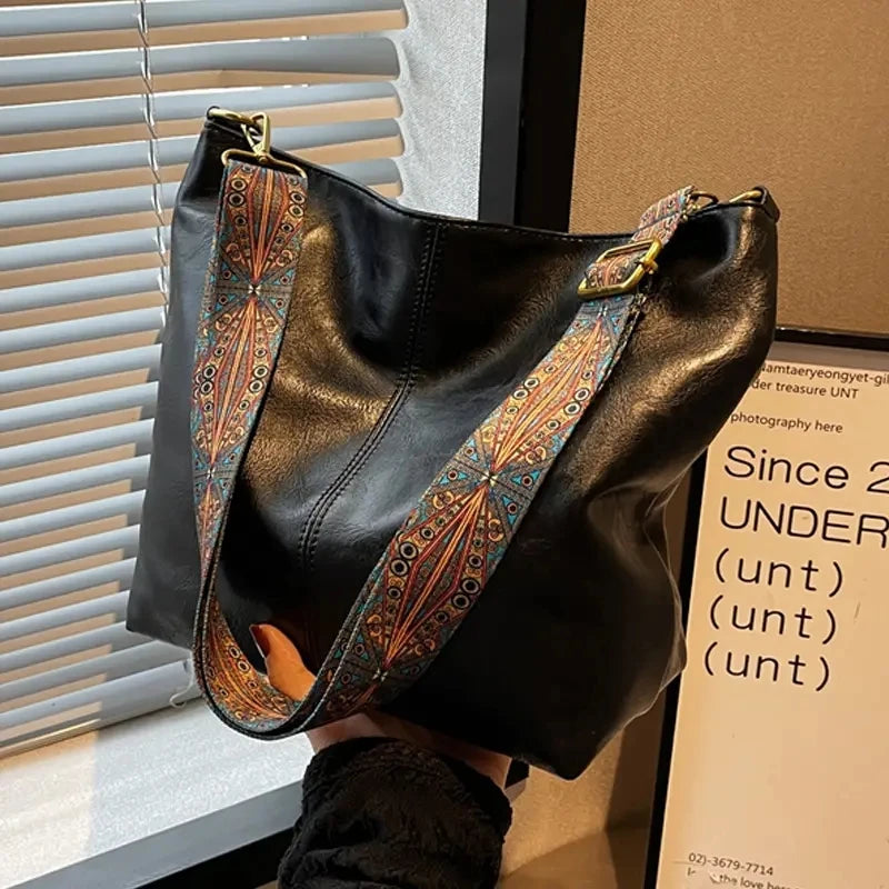 Luxury Vintage Leather Bucket Bag
