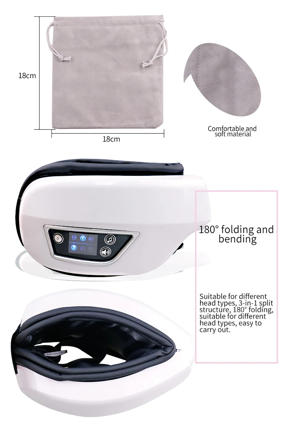 6D Smart Bluetooth Eye Massager with Heat & Air Pressure for Eye Fatigue - 10