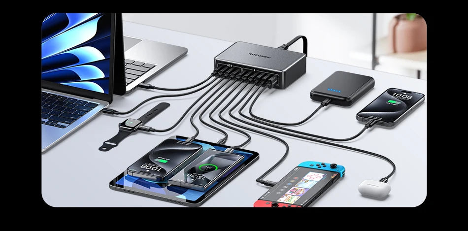 400W 10-in-1 GaN Desktop Charging Station - Fast Multi-Port Power Hub
