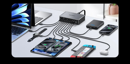 400W 10-in-1 GaN Desktop Charging Station - Fast Multi-Port Power Hub
