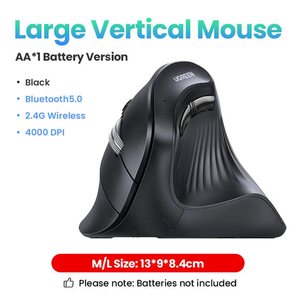 Ergonomic Wireless Vertical Mouse - Bluetooth & 2.4G Rechargeable Mouse