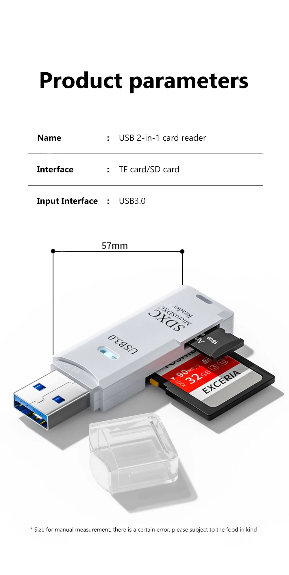 2-in-1 USB 3.0 SD & TF Memory Card Reader - Fast Data Transfer Adapter - 14