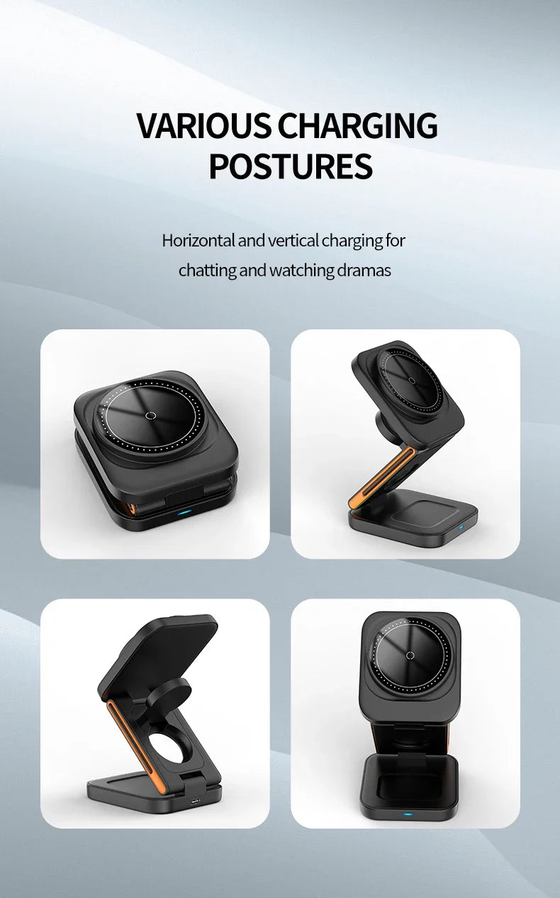 3-in-1 Foldable Magnetic Wireless Charging Station for iPhone & Apple Watch - 8