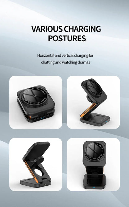 3-in-1 Foldable Magnetic Wireless Charging Station for iPhone & Apple Watch